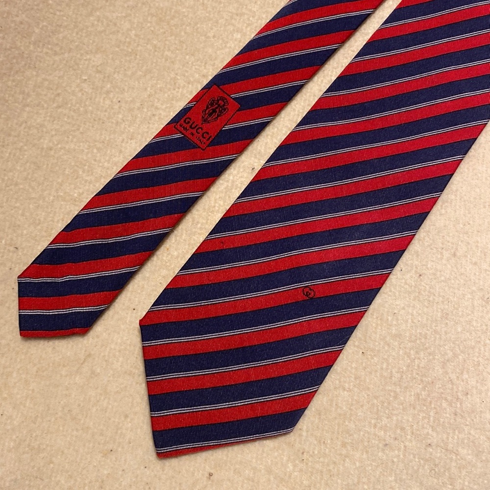 Vintage Gucci  slim silk and wool stripe tie